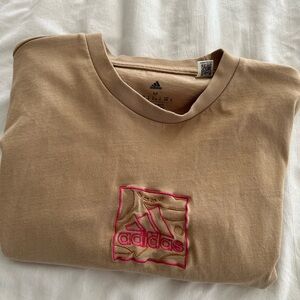 Adidas Tan Long Sleeve with Pink Logo
